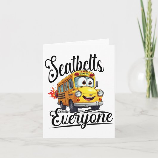 おもしろい新学期シートベルトみんなバスの運転手 カード (正面)