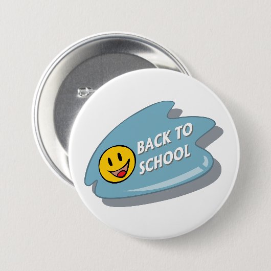 おもしろい新学期スマイリーフェイス 缶バッジ (正面&裏面)