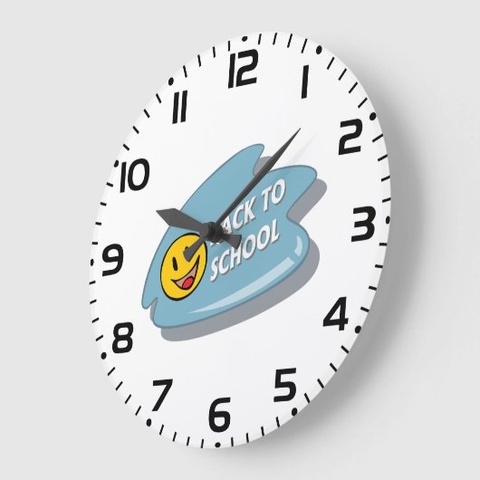 おもしろい新学期スマイル顔 ラージ壁時計 (傾斜)