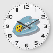 おもしろい新学期スマイル顔 ラージ壁時計 (正面)