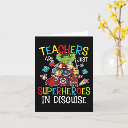 おもしろい新学期先生はスーパーヒーローギフト カード (黄色い花)