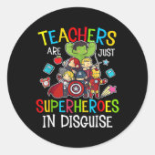 おもしろい新学期先生はスーパーヒーローギフト ラウンドシール (正面)