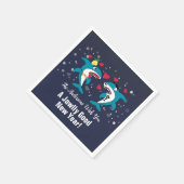 おもしろい新年サメ名海軍 スタンダードカクテルナプキン (角)