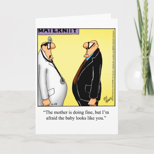 おもしろい新生児おめでとうグリーティングカード カード (正面)