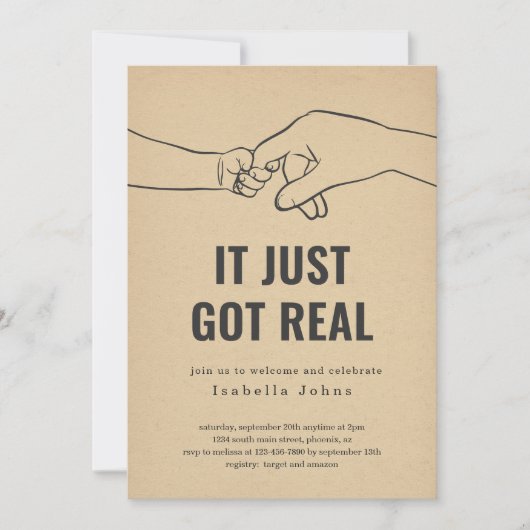 おもしろい新生児ウェルカムパーティー、SIPおよび参照 招待状 (正面)