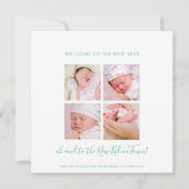 おもしろい新生児ハッピーニューイヤー4フォトコラージュティール(緑がかった色) (正面)