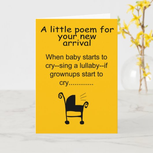 おもしろい新生児 カード (黄色い花)