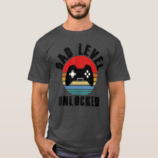 おもしろい新米パパ パパレベル解除 ゲーミング ファミリー Tシャツ