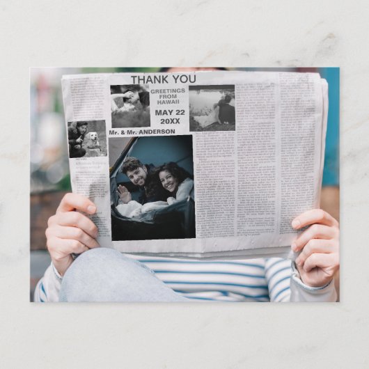 おもしろい新聞カスタム写真感謝していyou インビテーションポストカード (正面)