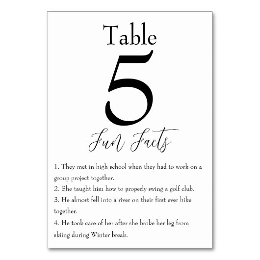 おもしろい新郎新婦の事モダン実結婚 テーブルナンバー (正面)