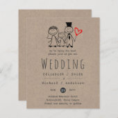 おもしろい新郎新婦ガールウェディング招待手描き (正面/裏面)