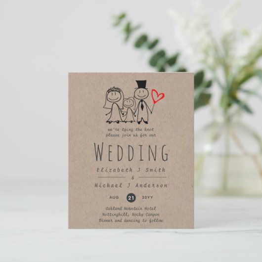 おもしろい新郎新婦ガールウェディング招待手描き (スタンド正面)