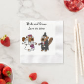 おもしろい新郎新婦ビーバー結婚ズデザイン 縁ありカクテルナプキン (インサイチュ)
