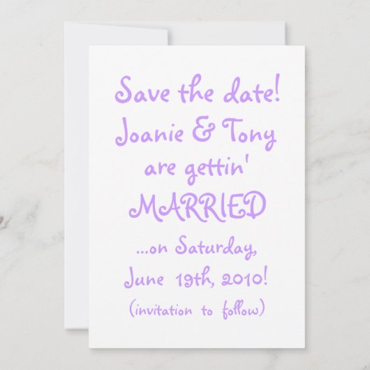 おもしろい新郎新婦結婚式招待状 セーブザデート (裏面)