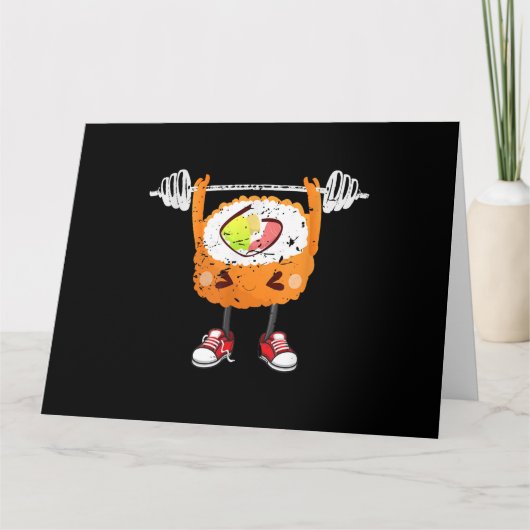 おもしろい日本の食ジム重量挙げギフトTシャツ カード (正面)