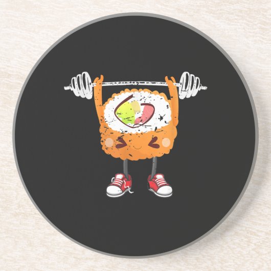 おもしろい日本の食ジム重量挙げギフトTシャツ コースター (正面)