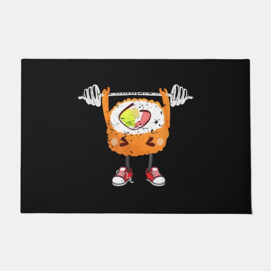 おもしろい日本の食ジム重量挙げギフトTシャツ ドアマット (正面)