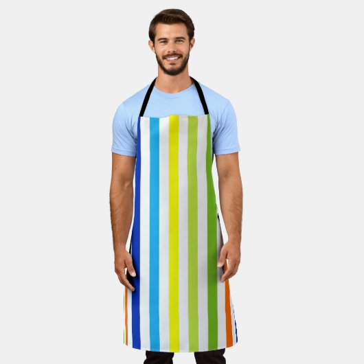 おもしろい明るいはっきりしたと – モダンストライプ エプロン (着用した状態)