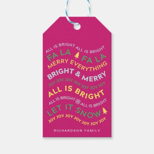 おもしろい明るいカラフルネオンのタイポグラフィのギフトラベル ギフトタグ (正面)