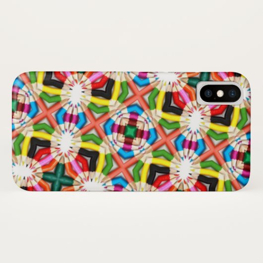 おもしろい明るいカラフル万華鏡のように千変万化するパターンのクロスパターン Case-Mate iPhoneケース (裏面(横))