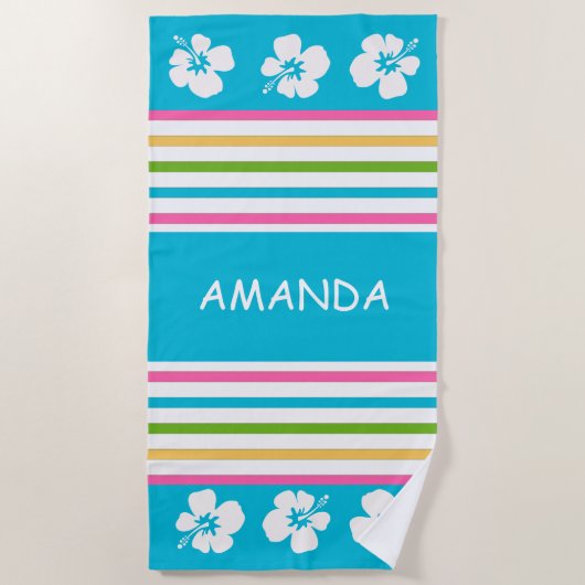 おもしろい明るいストライプの航海のビーチタオル ビーチタオル (正面)