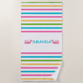 おもしろい明るいストライプの航海のビーチタオル ビーチタオル (正面)