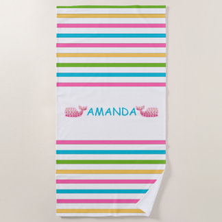 おもしろい明るいストライプの航海のビーチタオル ビーチタオル