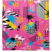 おもしろい明るく80はっきりした年代の懐かしいパターン シャワーカーテン (正面)