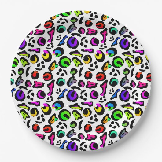 おもしろい明カラフルるモダンパーティーパターン ペーパープレート (正面)