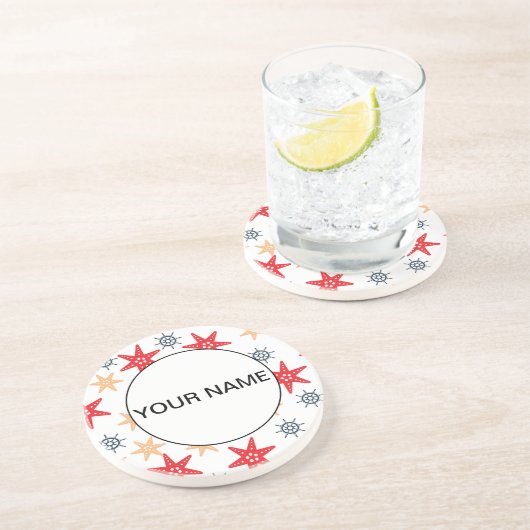 おもしろい星と車輪のパターン コースター (側面)