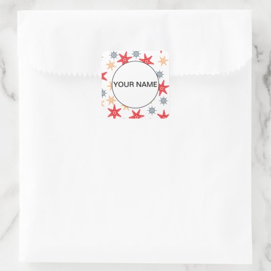 おもしろい星と車輪のパターン スクエアシール (バッグ)