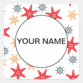 おもしろい星と車輪のパターン スクエアシール (正面)