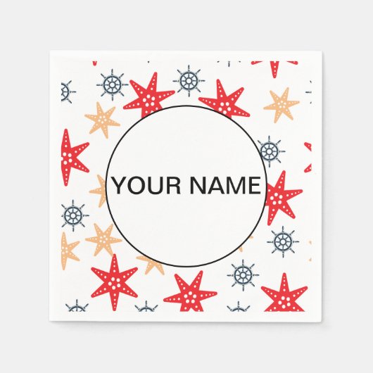 おもしろい星と車輪のパターン スタンダードカクテルナプキン (正面)