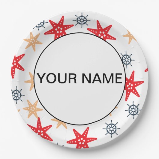 おもしろい星と車輪のパターン ペーパープレート (正面)