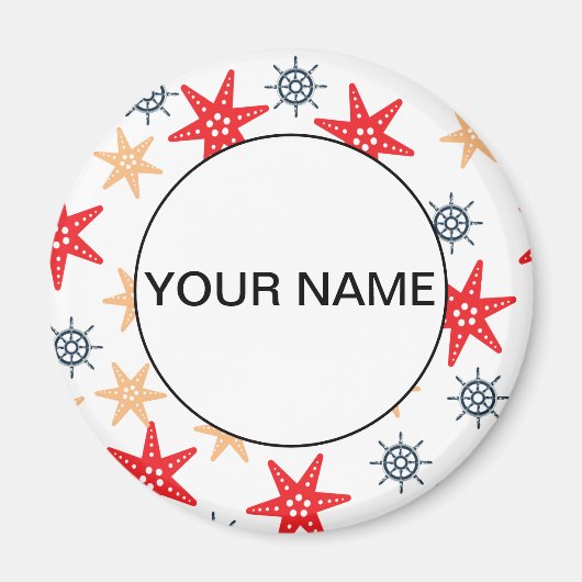 おもしろい星と車輪のパターン マグネット (正面)