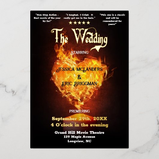 おもしろい映画館ポスターテーマ結婚ズ 箔招待状 (正面)