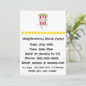 おもしろい映画館ポップコーンブロックパーティー招待状 招待状 (スタンド正面)