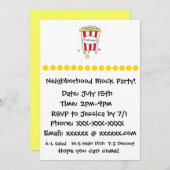 おもしろい映画館ポップコーンブロックパーティー招待状 招待状 (正面/裏面)