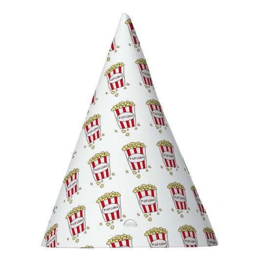 おもしろい映画館ポップコーンin赤い白いバケツ パーティーハット (右)