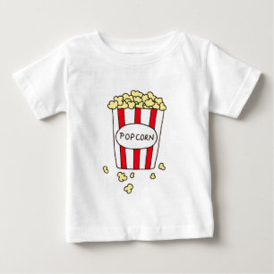 おもしろい映画館ポップコーンin赤い白いバケツ ベビーTシャツ