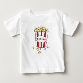 おもしろい映画館ポップコーンin赤い白いバケツ ベビーTシャツ (正面)