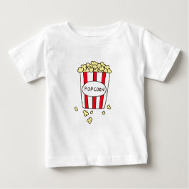 おもしろい映画館ポップコーンin赤い白いバケツ ベビーTシャツ