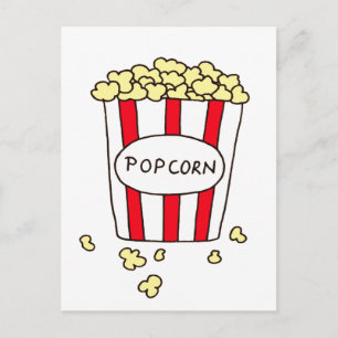 おもしろい映画館ポップコーンin赤い白いバケツ ポストカード