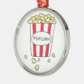 おもしろい映画館ポップコーンin赤い白いバケツ メタルオーナメント (左)