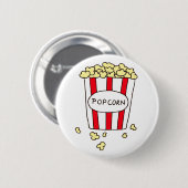 おもしろい映画館ポップコーンin赤い白いバケツ 缶バッジ (正面&裏面)