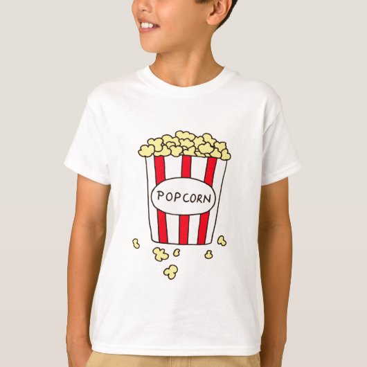 おもしろい映画館ポップコーンin赤い白いバケツ tシャツ (正面)