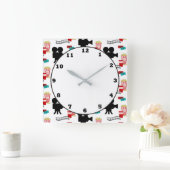 おもしろい映画館リールポップコーン型時計 スクエア壁時計 (ホーム)