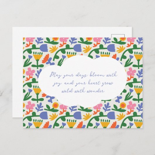 おもしろい春花柄 シーズンポストカード (正面/裏面)