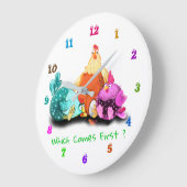 おもしろい時計 – 卵が孵るのを待つ鶏 ラージ壁時計 (傾斜)