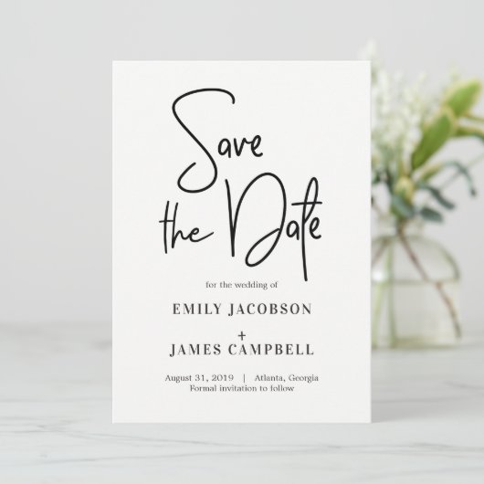 おもしろい書の日付カードの保存 セーブザデート (スタンド正面)